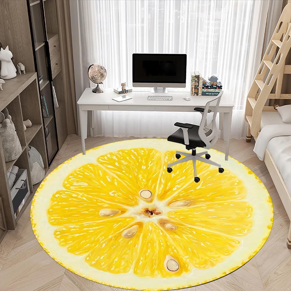 1ks Koberec na židli s plátkem citronu do kanceláře, vnitřní, neklouzavý, omyvatelný, z polyesterových vláken,