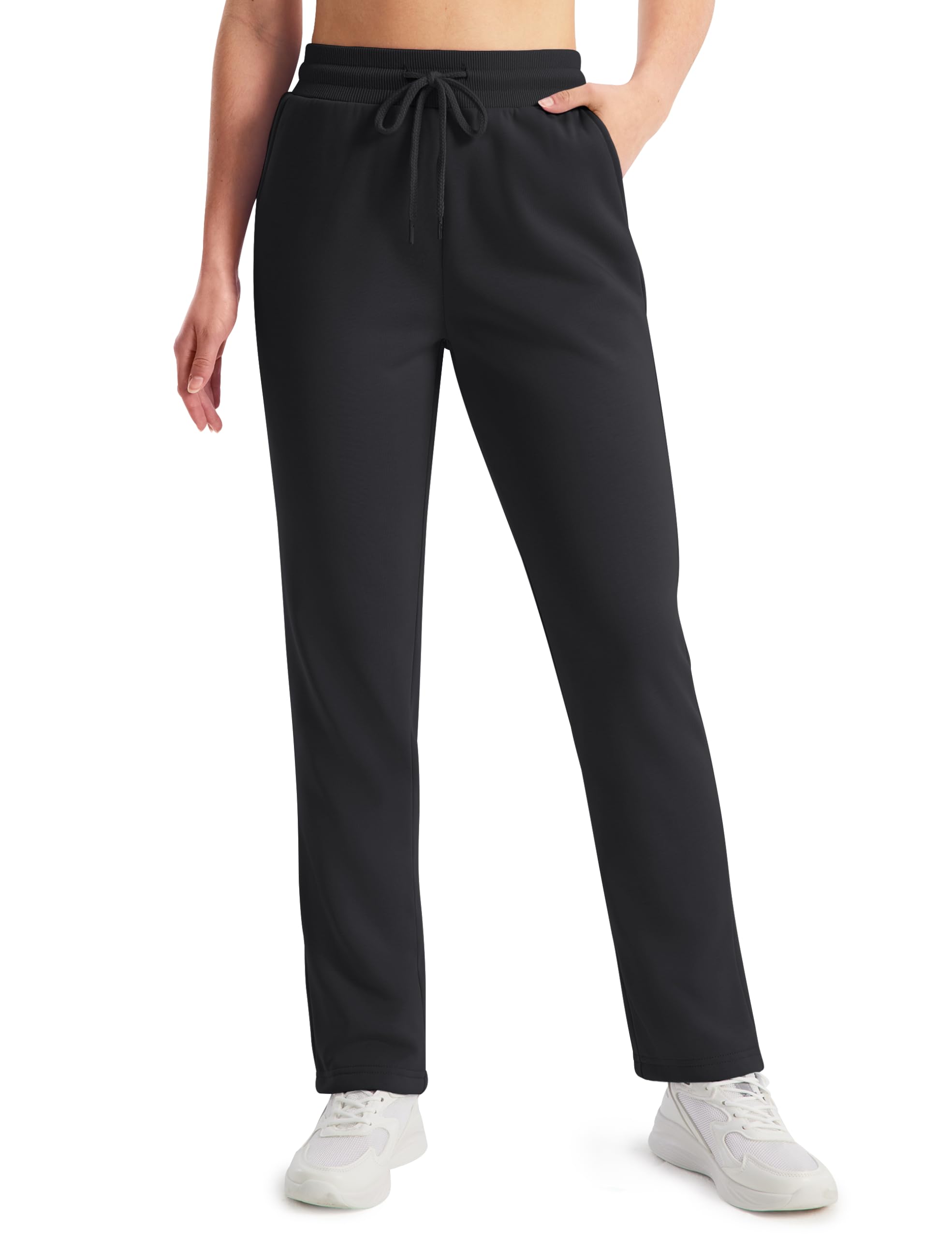KEFITEVD Warm Warm and Comfortable for and Casual Straight Perfect for and Size Women s Fleece-Lined Pants, Winter, Loungewear, Sports, Wear. Fit. чёрный