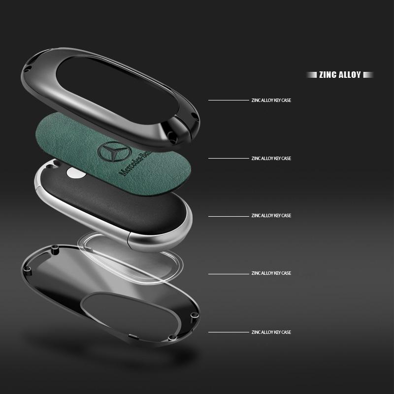 Funda de Carcasa para Mando a Distancia de Coche Nueva 2025 de Aleación de Zinc y Cuero para Mercedes Benz Clase C E S GLC W206 W223 W214 E300 C260 C300 S450
