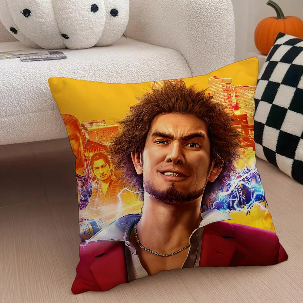 game action akuza LLike a DDragon Cushion Cover Throw Pillow Cover Hidden Button Durable Polyester Chair Cushion