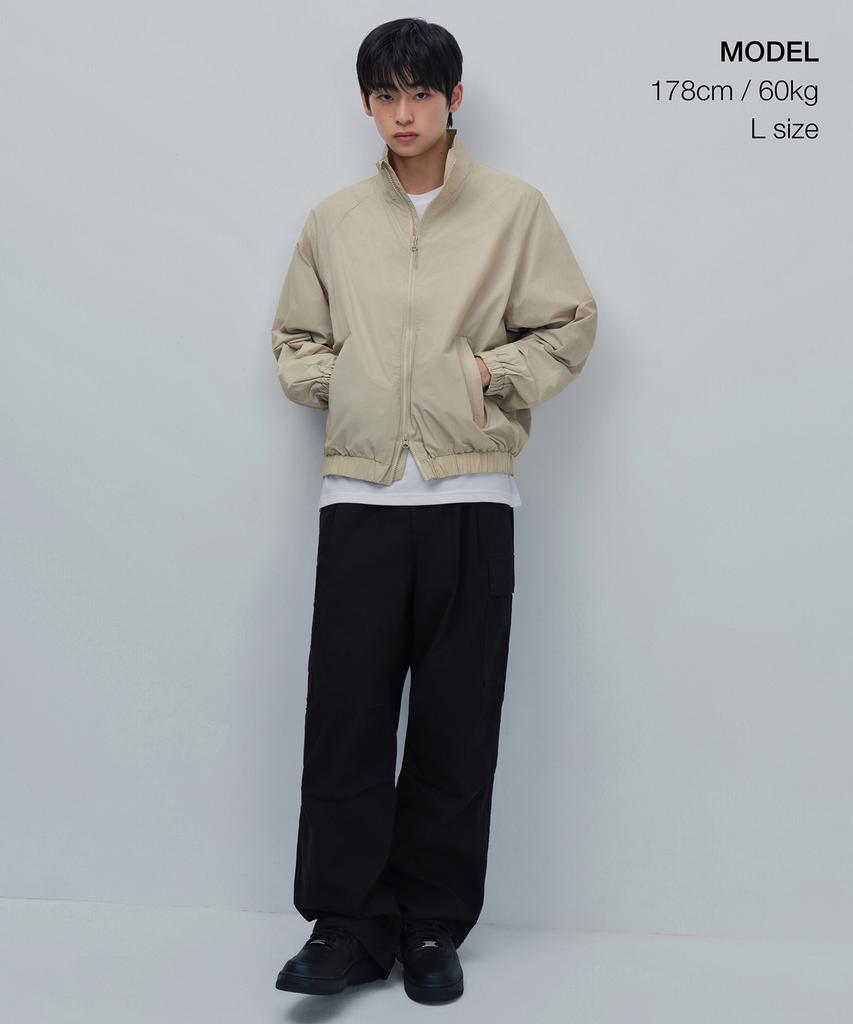 Musinsa Standard Oversized High-Neck Windbreaker Jacket [Light Beige]
