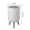 Durable Press Cover Waste Bin High Leg White Color Paper Basket with Lid Round Shape Trash Can Living Room