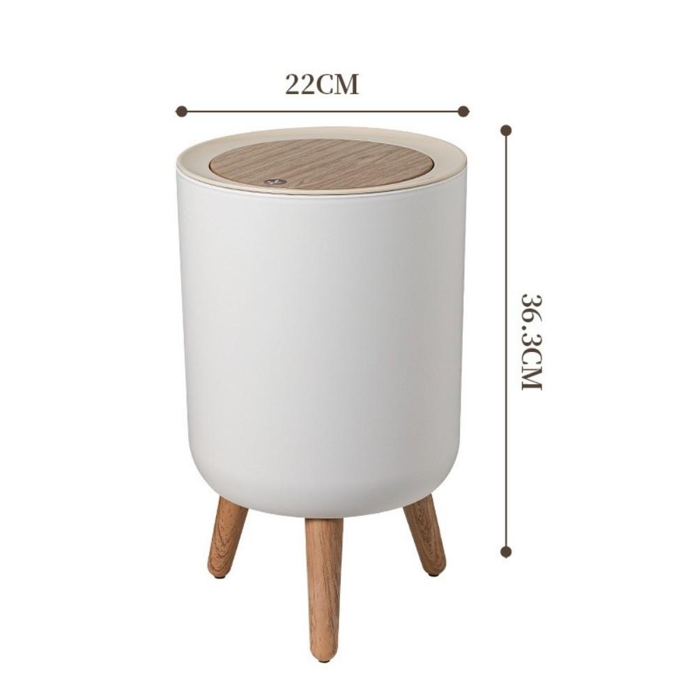 Durable Press Cover Waste Bin High Leg White Color Paper Basket with Lid Round Shape Trash Can Living Room