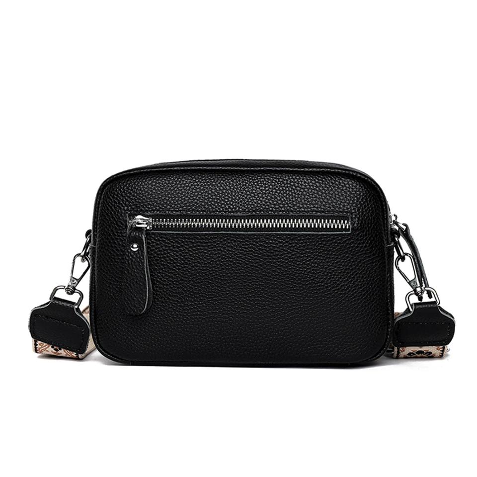 Echtledertasche mit Quasten Luxus Rindsleder Umhängetasche für Mädchen breiter bestickter Henkel Schultertasche