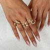 Design Sense Metal Cross-Pleated Ring Set, Hip Hop Water Drop Hug Glossy Ring Woman