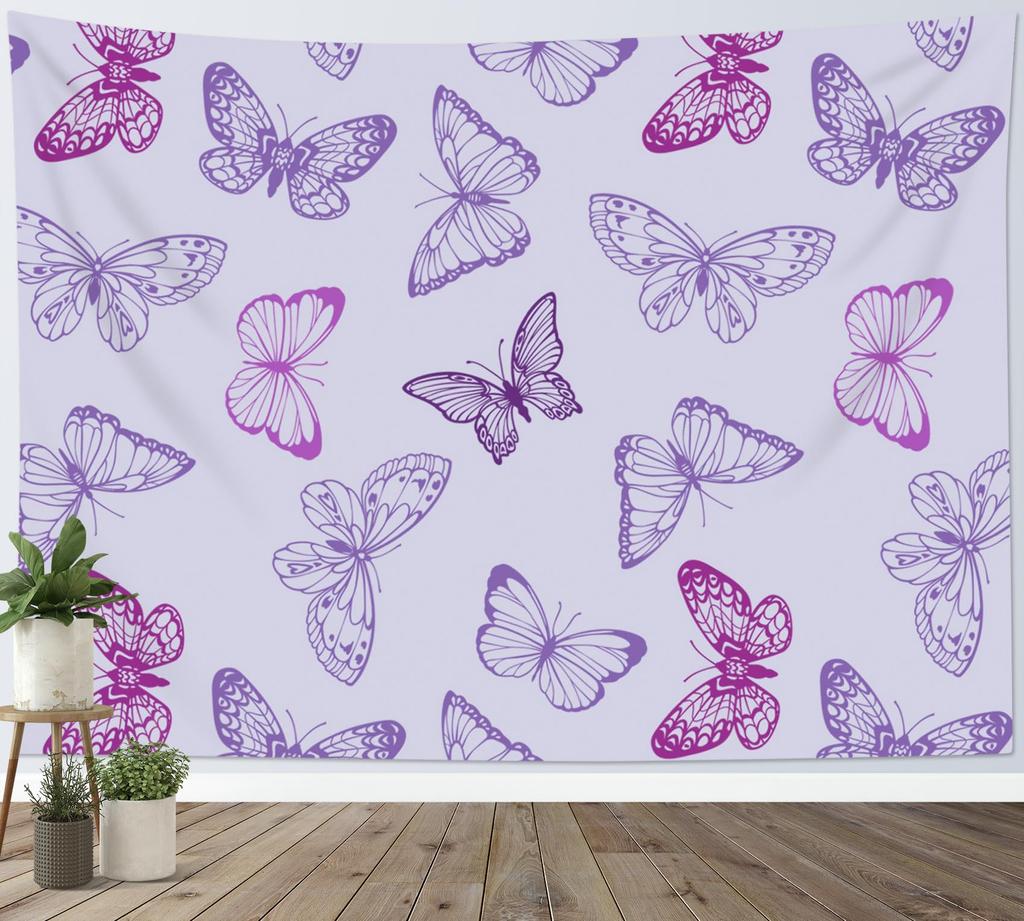 Purple Butterfly Tapestry Vintage Butterfly Tapestry Wall Hanging Fantasy Wall Art Living Room Bedroom Dorm Party Decorations