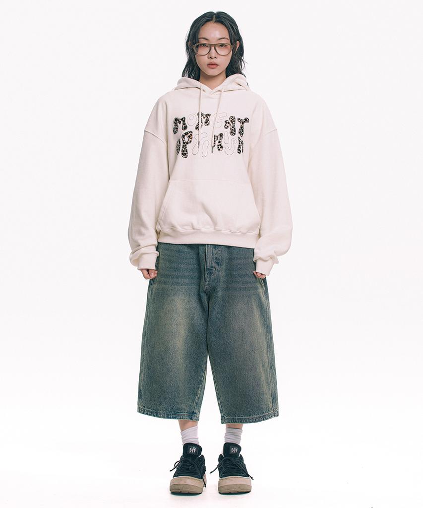 MOO Straight-Line Length Bermuda Denim Pants - Sand Blue