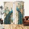 2 Pieces of Peacock Newspaper Printed Curtains, Pole Bag Bedroom and Living Room, Home Decoration, Room Decoration