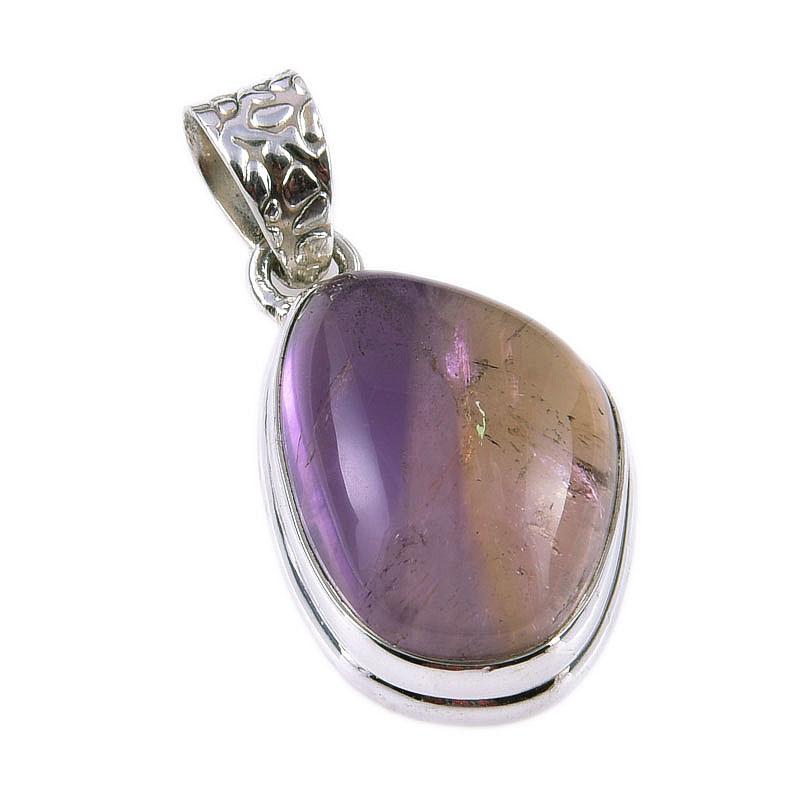 Natural Ametrine Gemstone Handmade 925 Solid Sterling Silver Pendant 1.5'' Y9V72