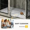 Indoor Dog Crate Furniture End Table with Soft Washable Cushion, Lockable Front Door, for Large Dogs - Grey