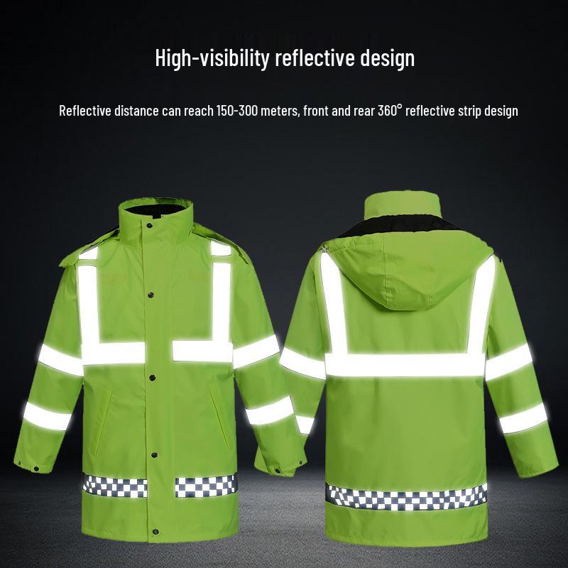 Reflexiv Vinter Regntät Jacka för Trafiktjänst - Tjockt Foder för Köldskydd