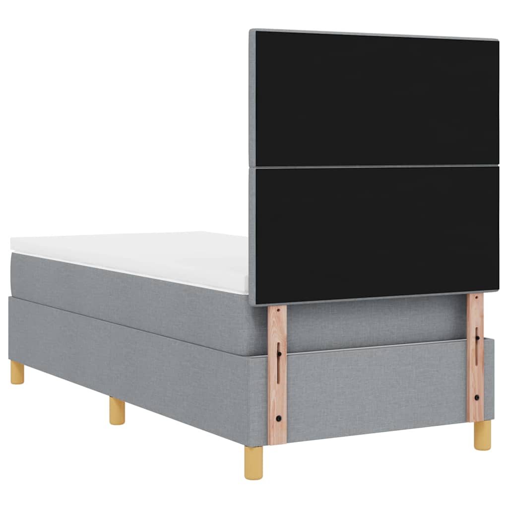 Box Spring Bed with Headboard Light Grey 100 x 200 cm Fabric