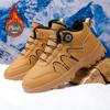 Rotary Quick Lock Buckle Waterproof Leather Non Slip Lug Sole Warm Ankle Hiking Booties Cold Resistant Outdoor Trekking Footwear