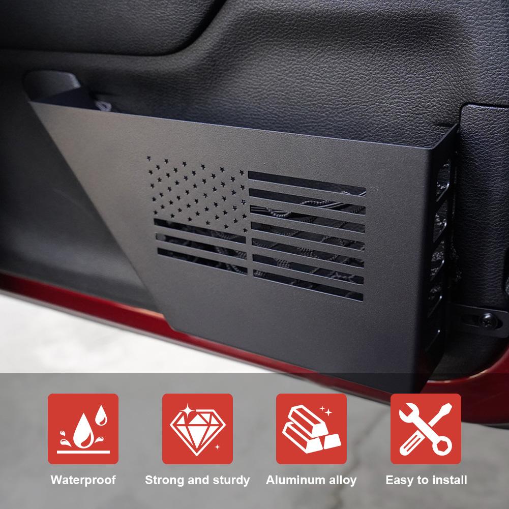 2Pcs Metal Front Door Storage Box Wear Resist Door Side Insert Organizer Door Storage Pockets for 2007-2018 Jeep Wrangler