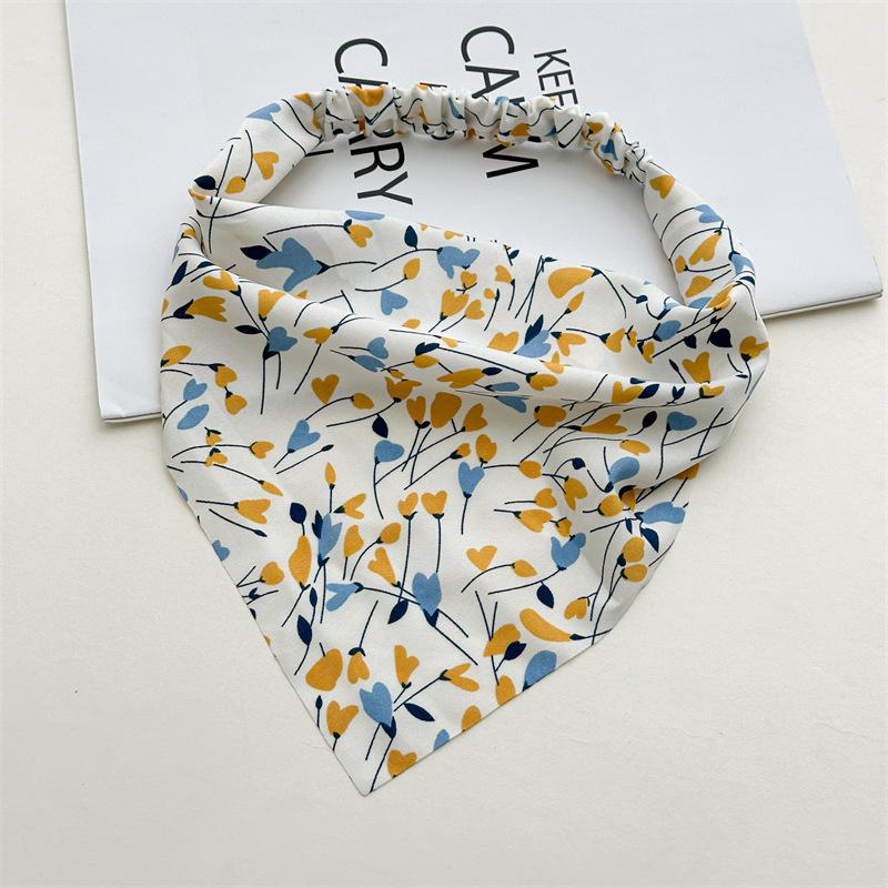Kwiatowy Wzór Apaszka do Włosów Kobiety Dziewczyny Pączek Bandana Pastoralna Retro Gumka Wysoka Elastyczność Trójkątne Opaski do Włosów Nakrycie Głowy Akcesoria Opaska do Włosów Apaszka do Włosów