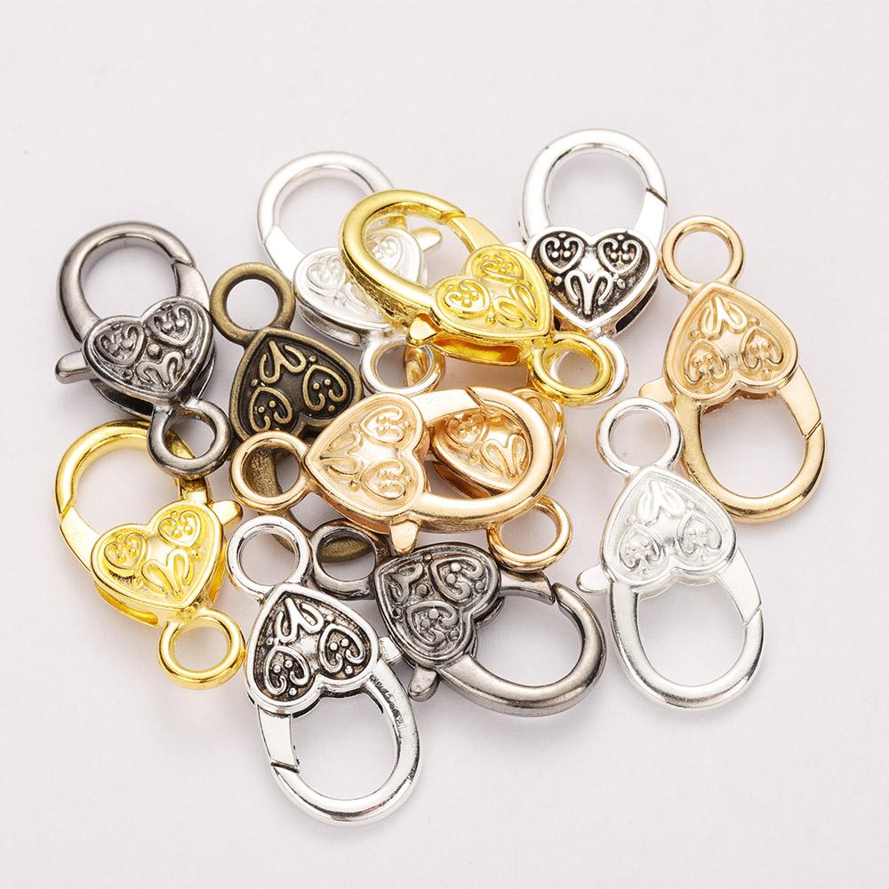 

10pcs 26x15mm Big Lobster Clasp Hooks Keychain Love Heart Clasps Bracelet Chain for Jewelry Making Components DIY Wholesale 26x15mm