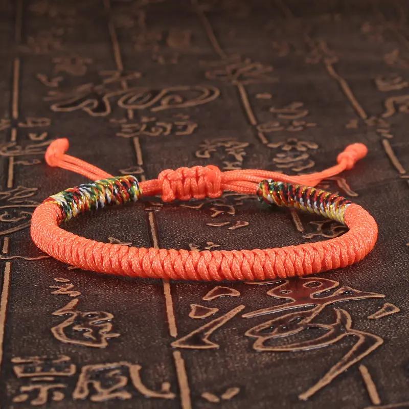 Tibetanisches Buddhistisches Glücksarmband Unisex Geflochtenes Rotes Fadenseil Verstellbar King Kong Knoten Armbänder für Damen Herren Armreifen Schmuck