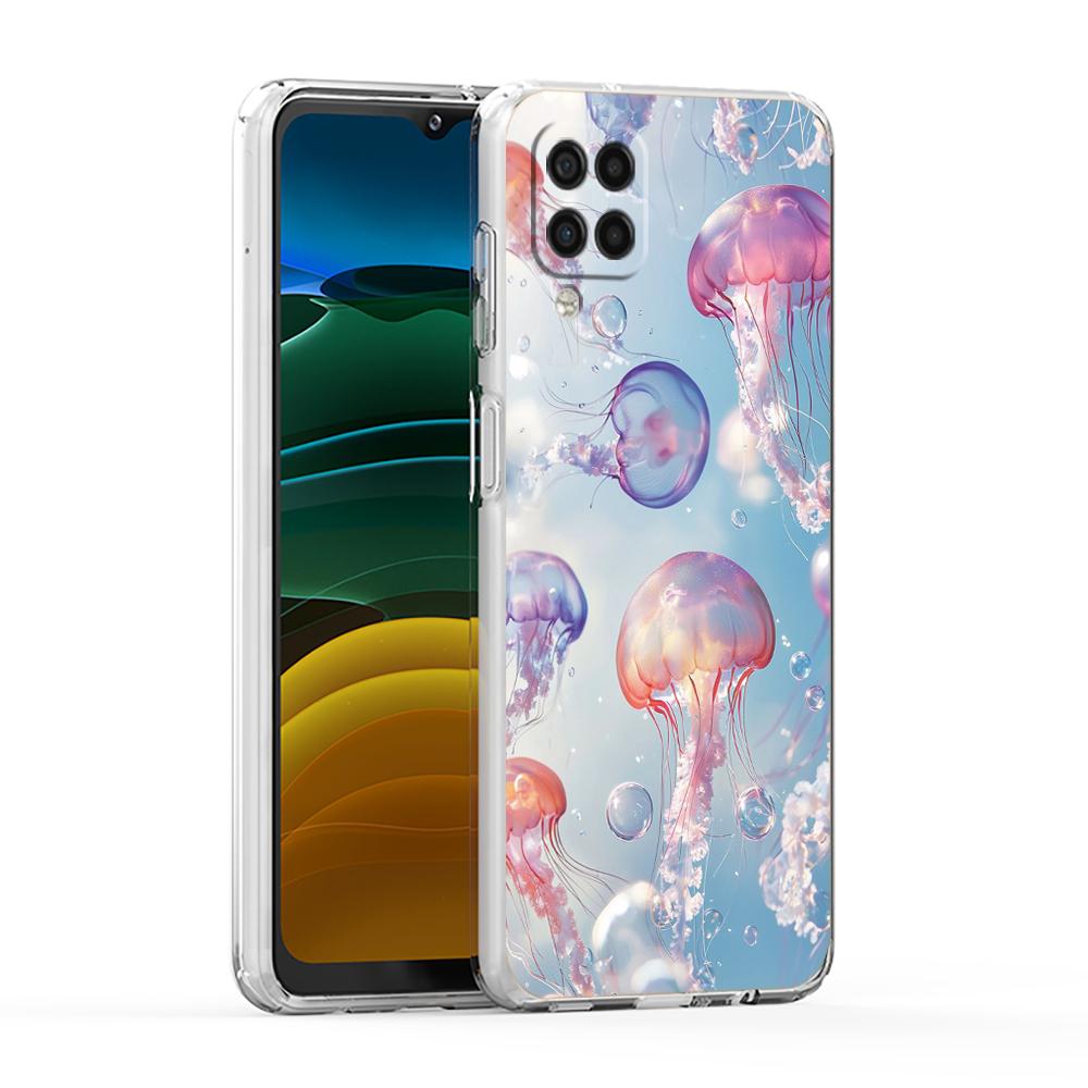 

Мягкий чехол для Samsung Galaxy A25 A23 A22 A52S A52 A55 A72 A41 A31 A13 A11 Прозрачный чехол для телефона Розовый медуза Океанический узор for Samsung A05s