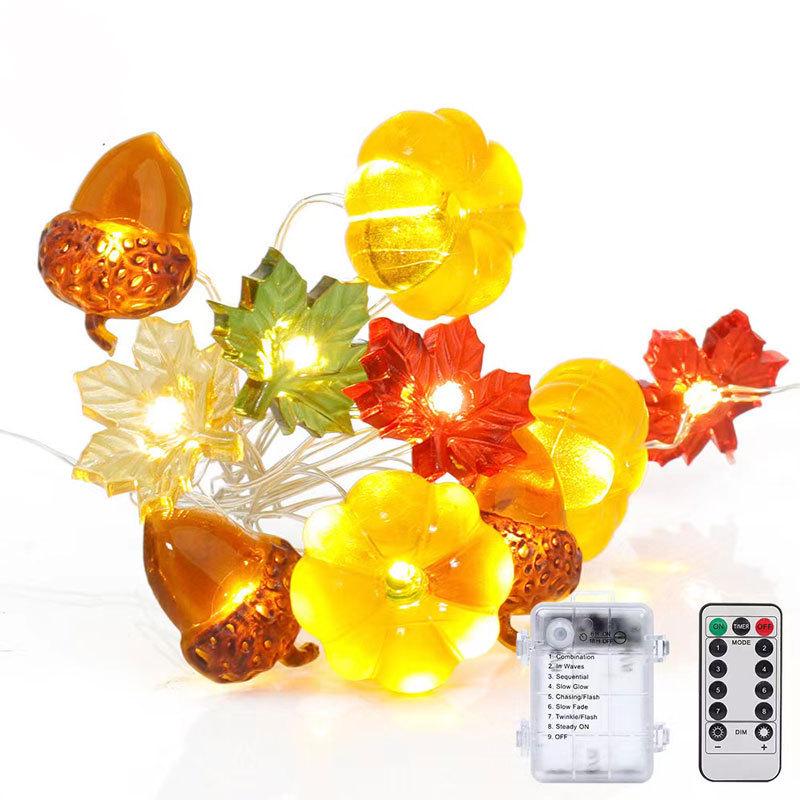 Halloween Pumpkin & Maple Leaf Copper String Lights: Decorative Night Lights for Thanksgiving & Ghost Festival