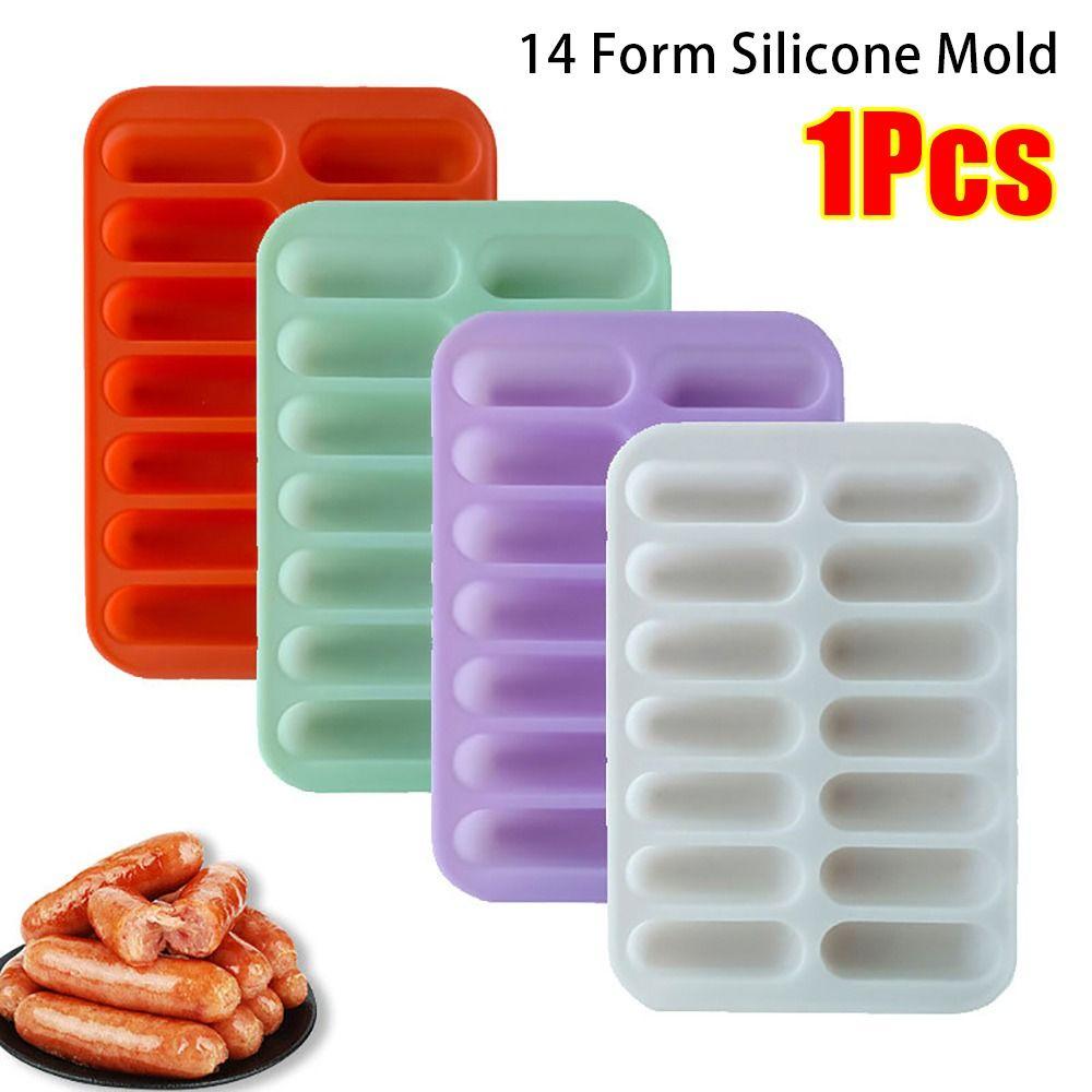 1Pcs High Quality Non-Stick Sausage Maker Mould 14 Form with Lid Hot Dog Maker DIY Silicone Mold Patty Makers