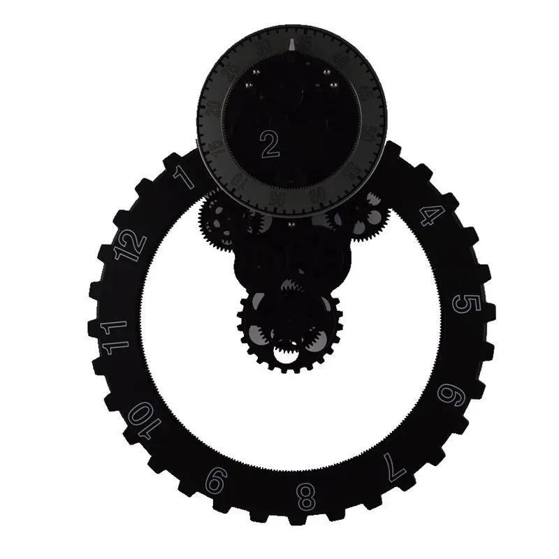 3d Gear Wall Clock Metal Black Silent Watch Big Nordic Design Modern Clcoks Wall Home Decor Mechanical Gift Industrial Decor