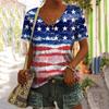 Summer American Flag USA 3D Print T-shirts Women Streetwear T Shirt Y2k Tops V-Neck Sports Tees Girl Oversized Harajuku Clothing