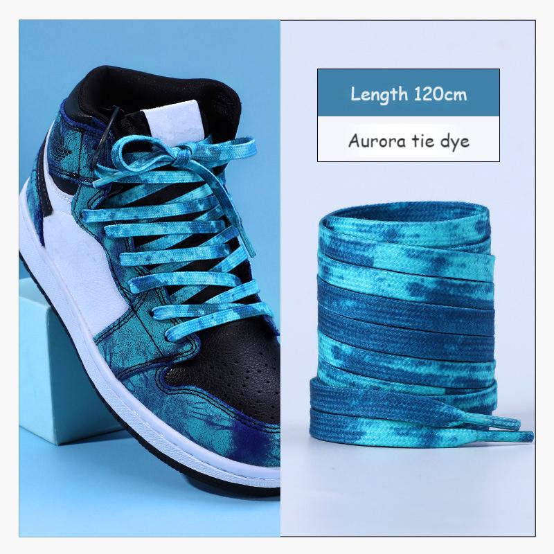 Tie Dye Veters Verloopkleuren Schoenveters voor Sportschoenen Laarzen Sneakers Skates Casual Schoenen Platte Schoenveter 120/140/160CM 160cm black