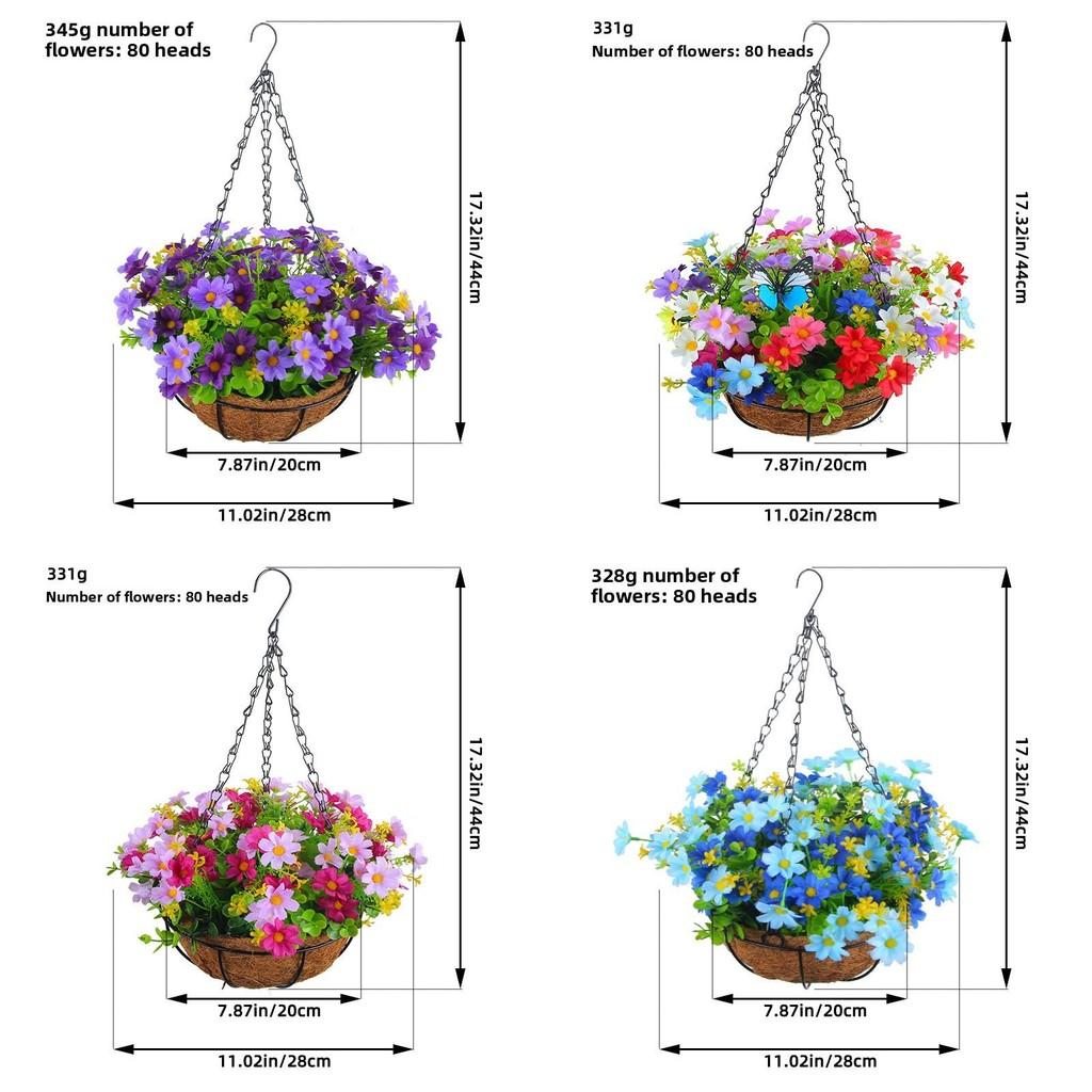 Heimdekoration Künstliche Blume Hängekorb mit Schmetterlingsdesign für Wohnzimmer und Garten