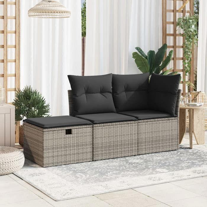 VidaXL Tabouret de Jardin avec Coussin, Siège avec Housse, Meuble de Patio Balcon Terrasse Arrière-cour Extérieur, Gris 366118