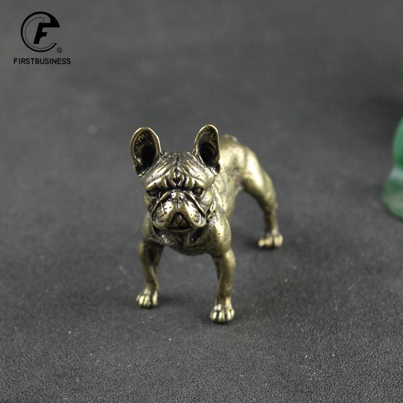 Copper Desk Ornaments Bulldog Miniatures Figurines Handmade Retro Brass Animal Pet Dog Statue Home Decorations Accessories Craft