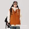 Teen graphene down cotton jacket vest male autumn and winter middle school student fake two loose couple hooded jacket