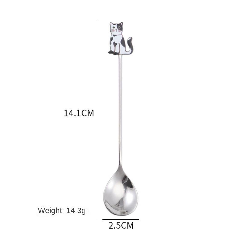Japanese Korean Style Cartoon Cat Spoon Polished Honey Stirring Spoon New Dessert Spoon