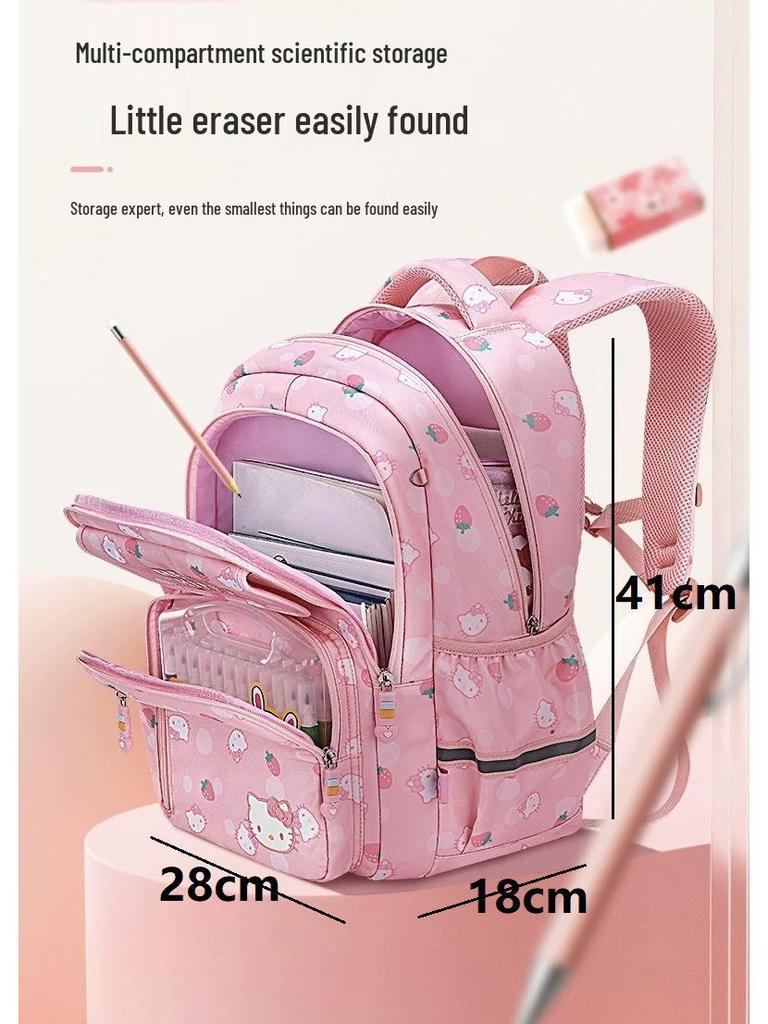 Canvas Kuromi & My Melody Water-Resistant School Backpack for 1st-3rd Grade Students