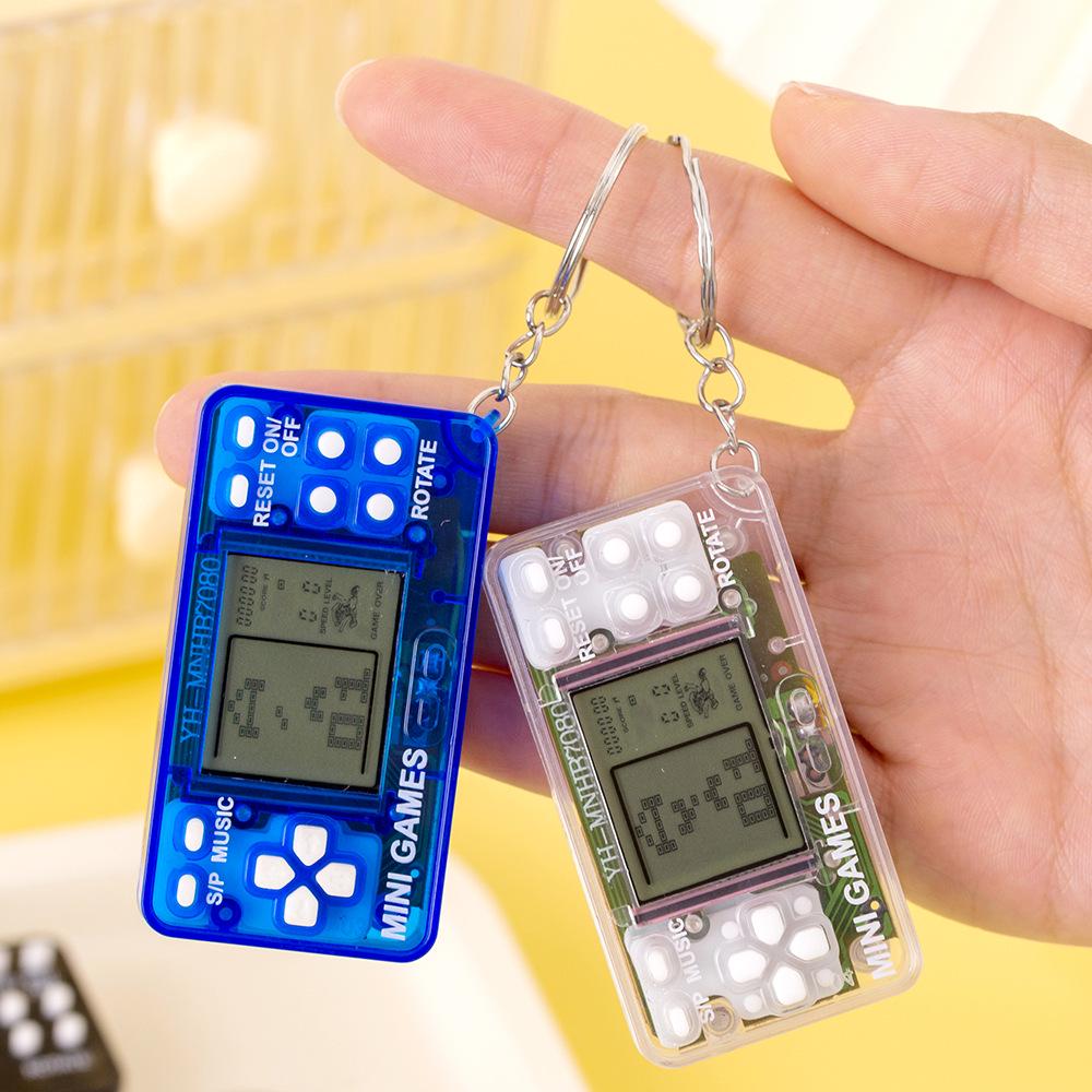 Mini Transparent Tetris Game Keychain - Classic Nostalgic Toy for Students