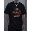 European Sizes Men's PLUS SIZE Casual T-Shirt Black Chicago Bear Graphic Print for Sports Fans