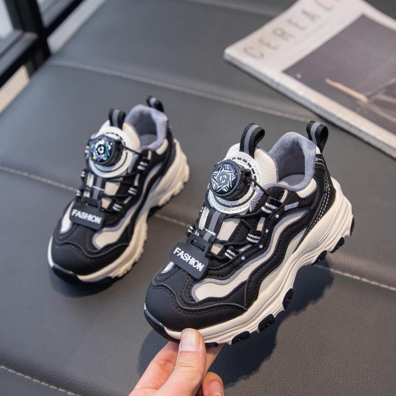 

Children s Spring New Sports Shoes Spring and Autumn Comfortable Big Kids Dad Shoes Rotating Button Color Block Trendy Kids 33--38One hand holds six
