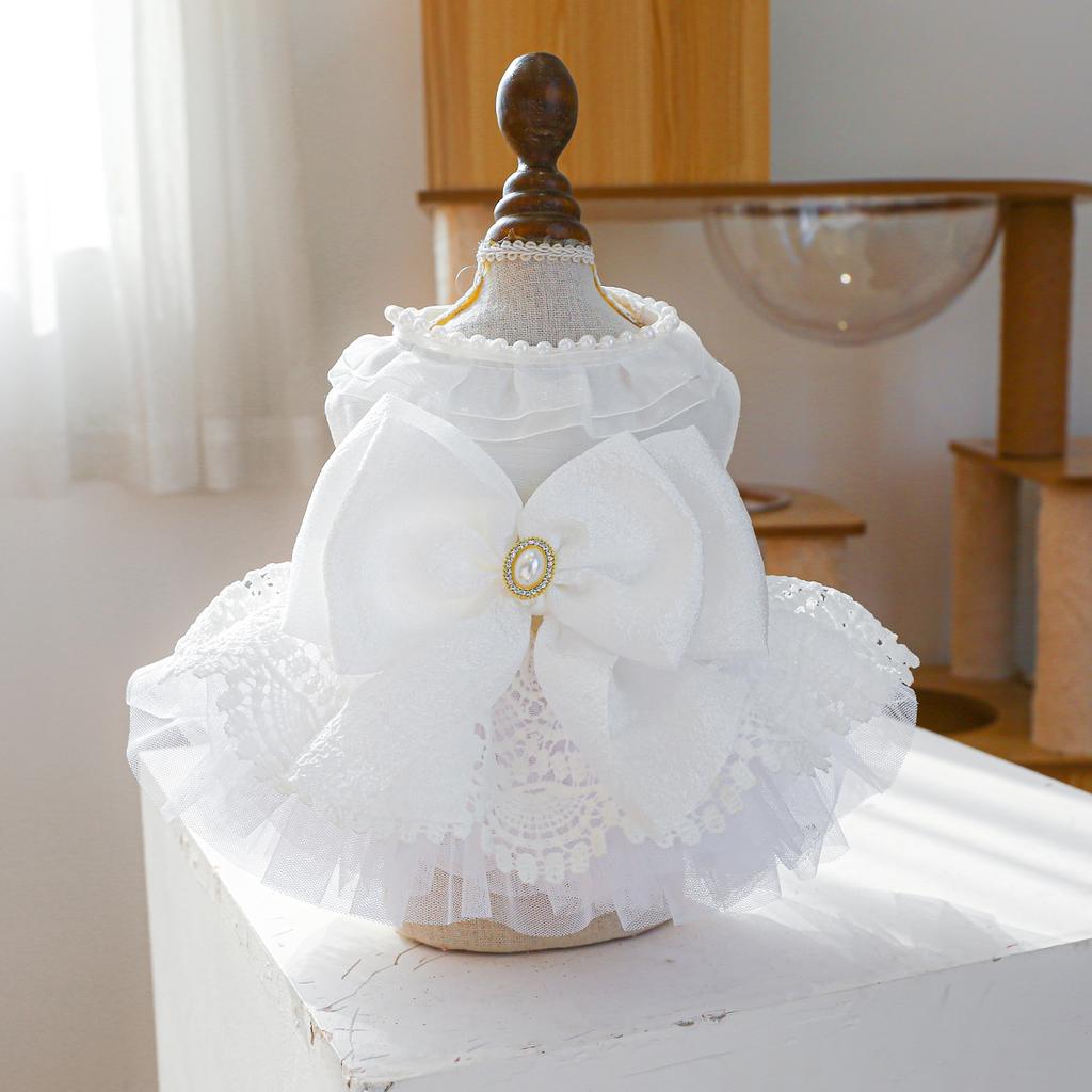 Pet's Cute Dresses Puppy Girl Dog Costumes Doggie Cat Apparel Lace Pet Wedding Skirt Summer Princess Cat Tutu Cute Elf Puppy