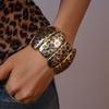 Temperament Leopard Print Wide Bangle Fashionable Exaggerated Bracelet  Girls