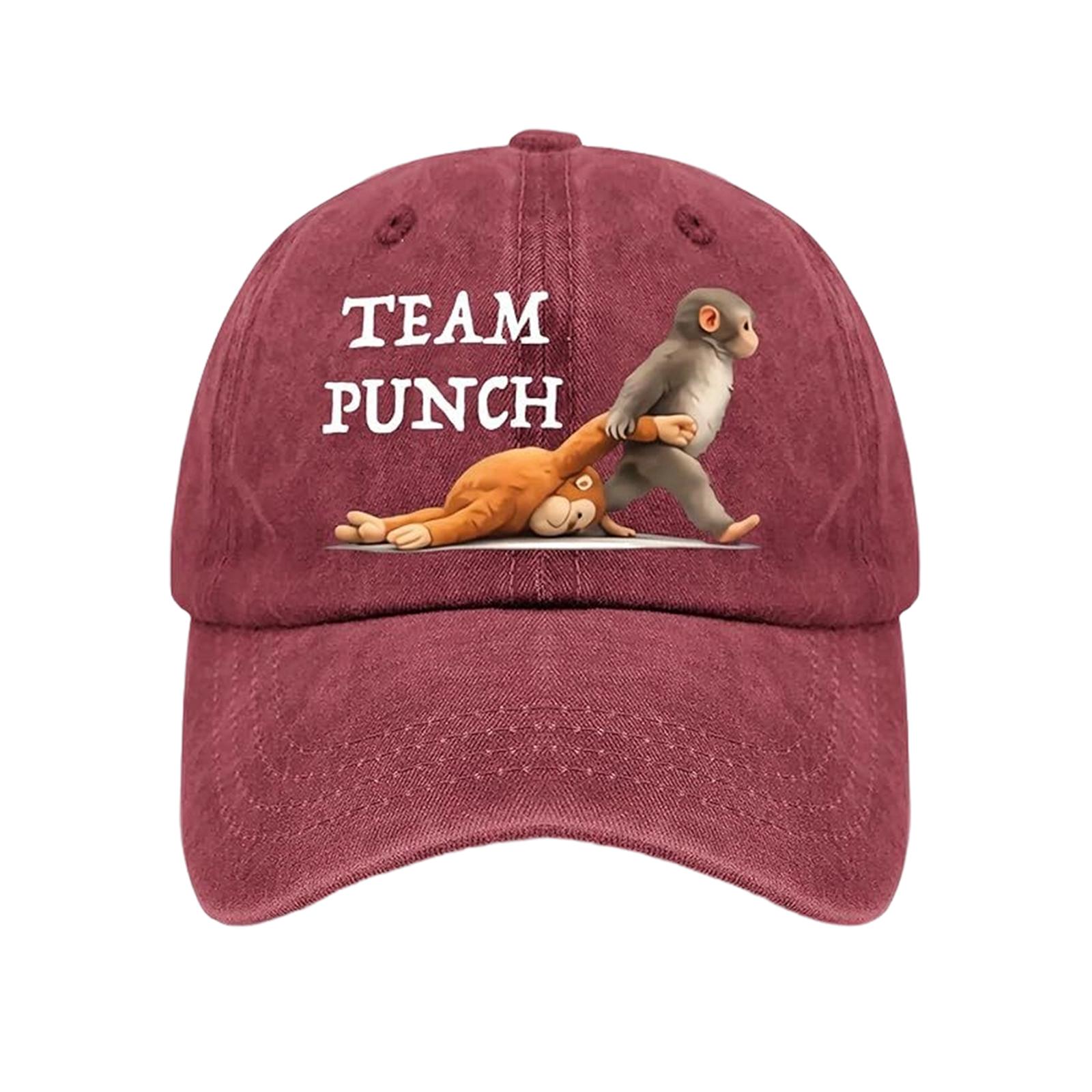 

TEAM PUNCH Digital Print Baseball Cap Unisex Adjustable Cotton Embroidered Hat Classic Vintage Style Dad Cap for Outdoor Sports ONE SIZE красный