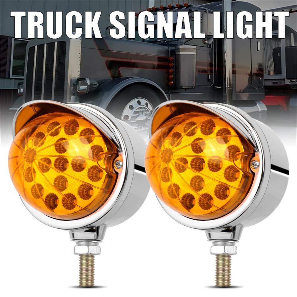 2X Amber LED Single Face Semi Truck Fender Side Marker Light Turn Signal DRL 12V