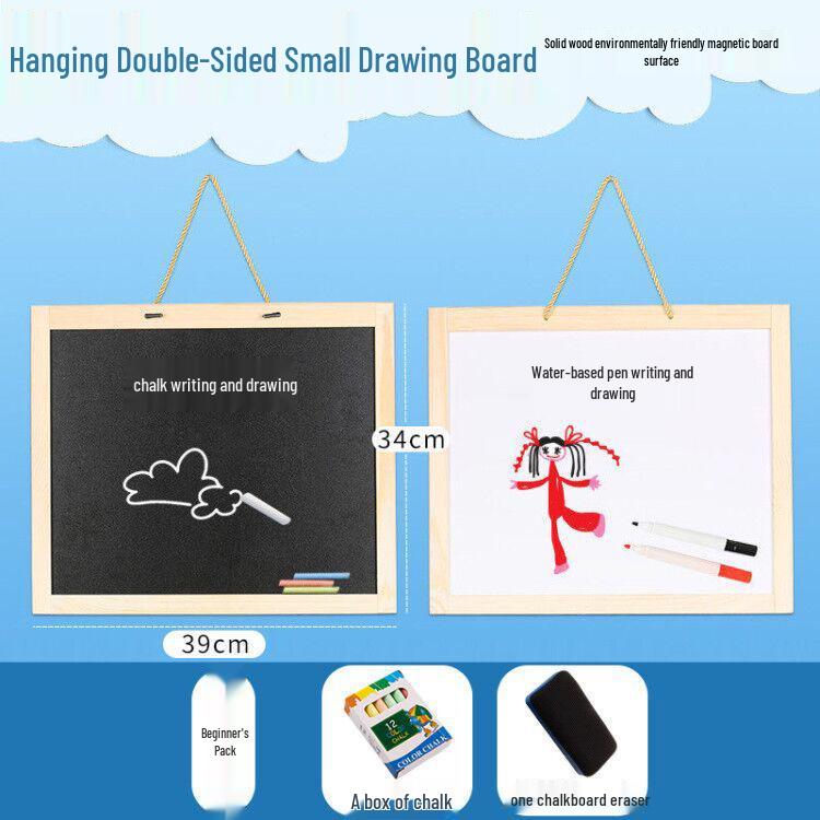 

Children s Wooden Double-Sided Magnetic Easel with Blackboard & Whiteboard for Drawing and Writing