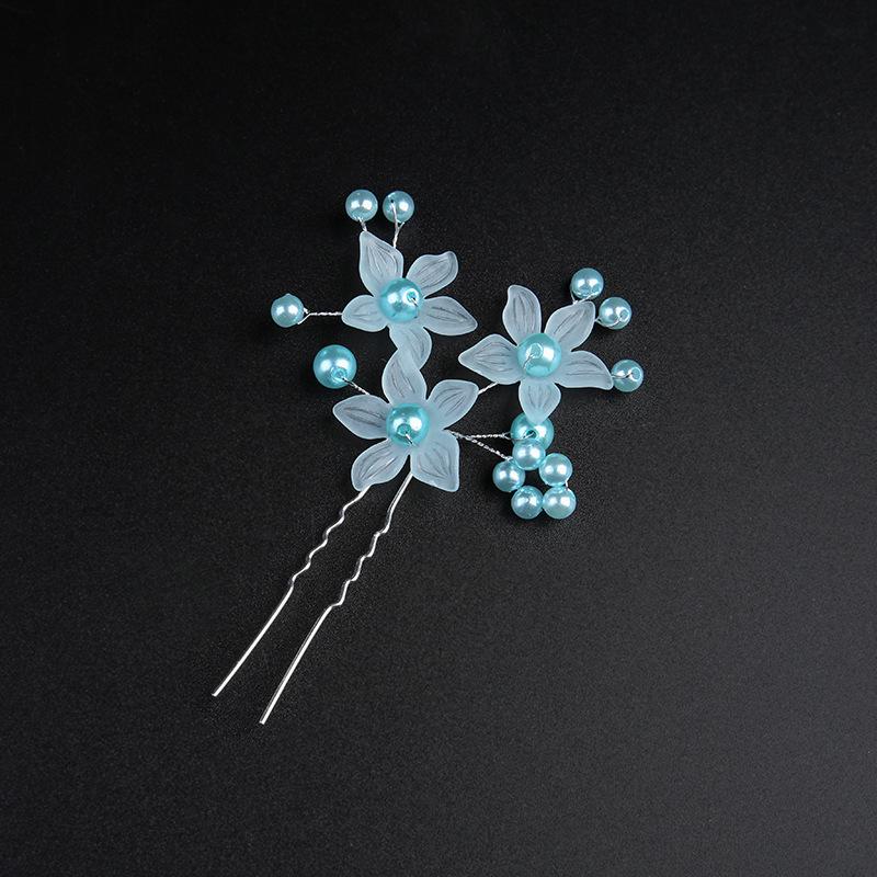 Korean Frosted Flower Pearl Hairpin & Comb Set for Brides