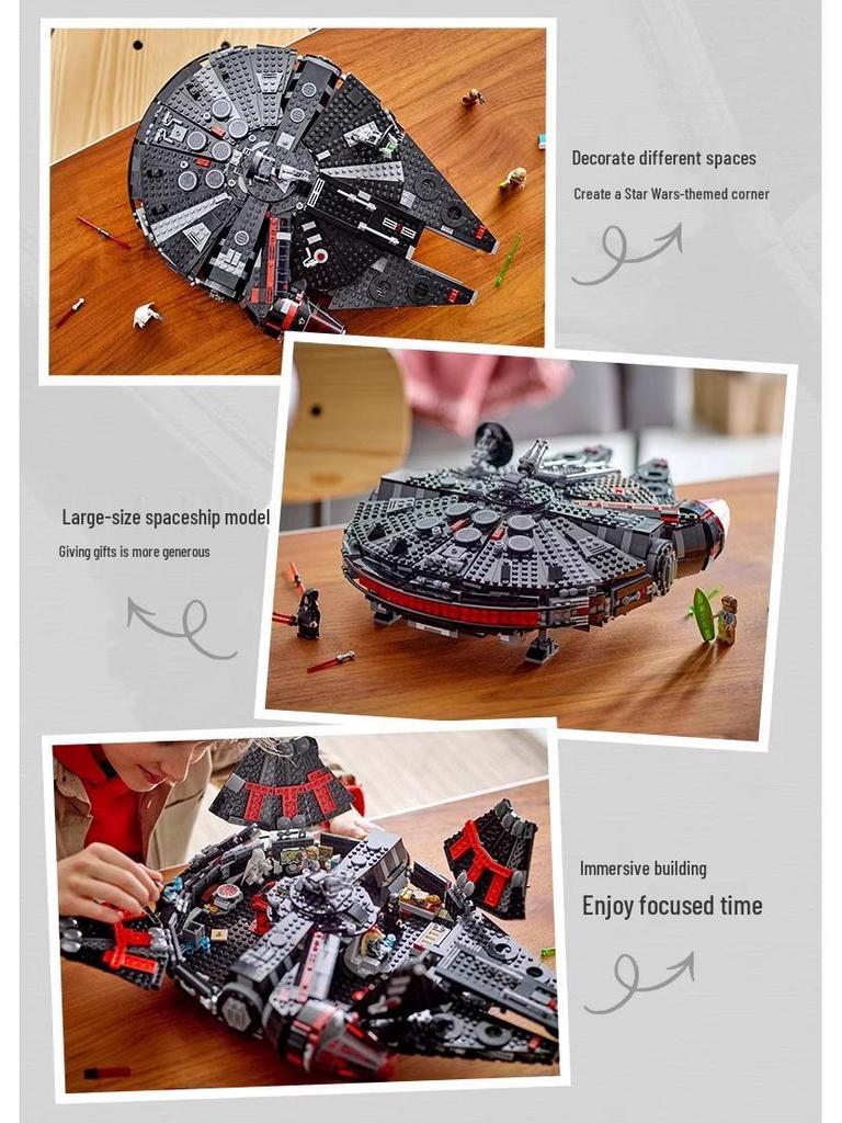 Lego-Compatible 75389 Battle of the Dark Millennium Falcon 75105 Street Scene Toy Set