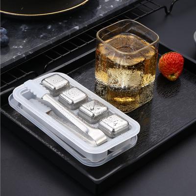 Cubo di ghiaccio in acciaio inossidabile 304 Whisky creativo Particelle di ghiaccio a congelamento rapido Clip per cubetti di ghiaccio in metallo Cubo di ghiaccio Vestito in pietra di vino