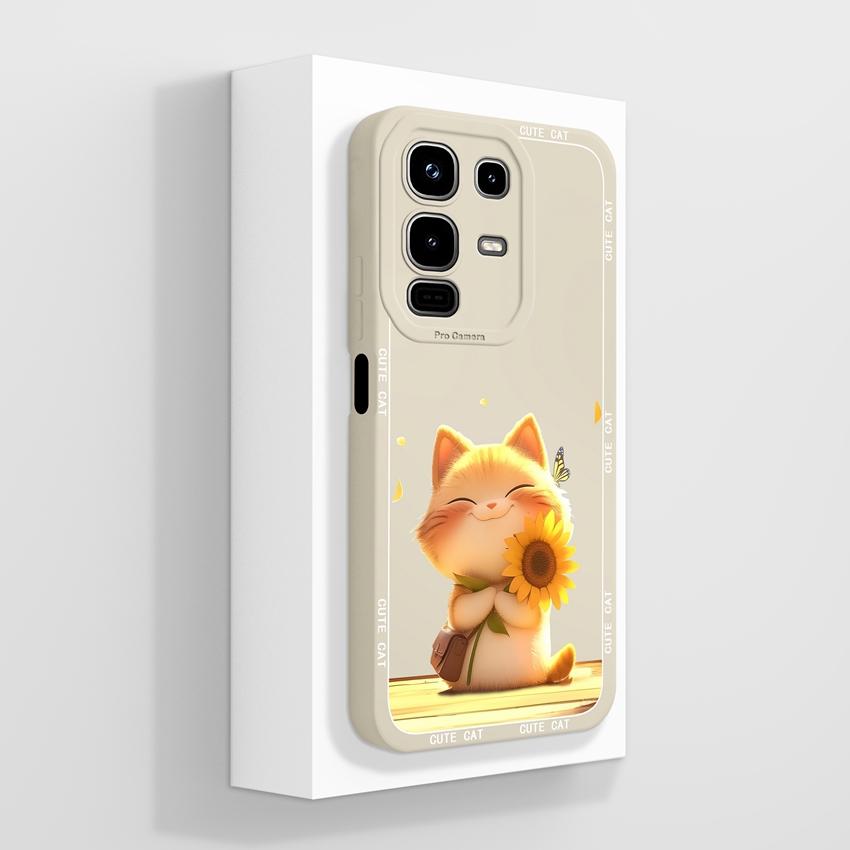 For Infinix Note 50x 50s 50 Pro Plus GT 10 30 Pro 5G Phone Cases Cute Cat Patterns Screen Protector Liquid Silicone Anti Slip Shell For Infinix Casing