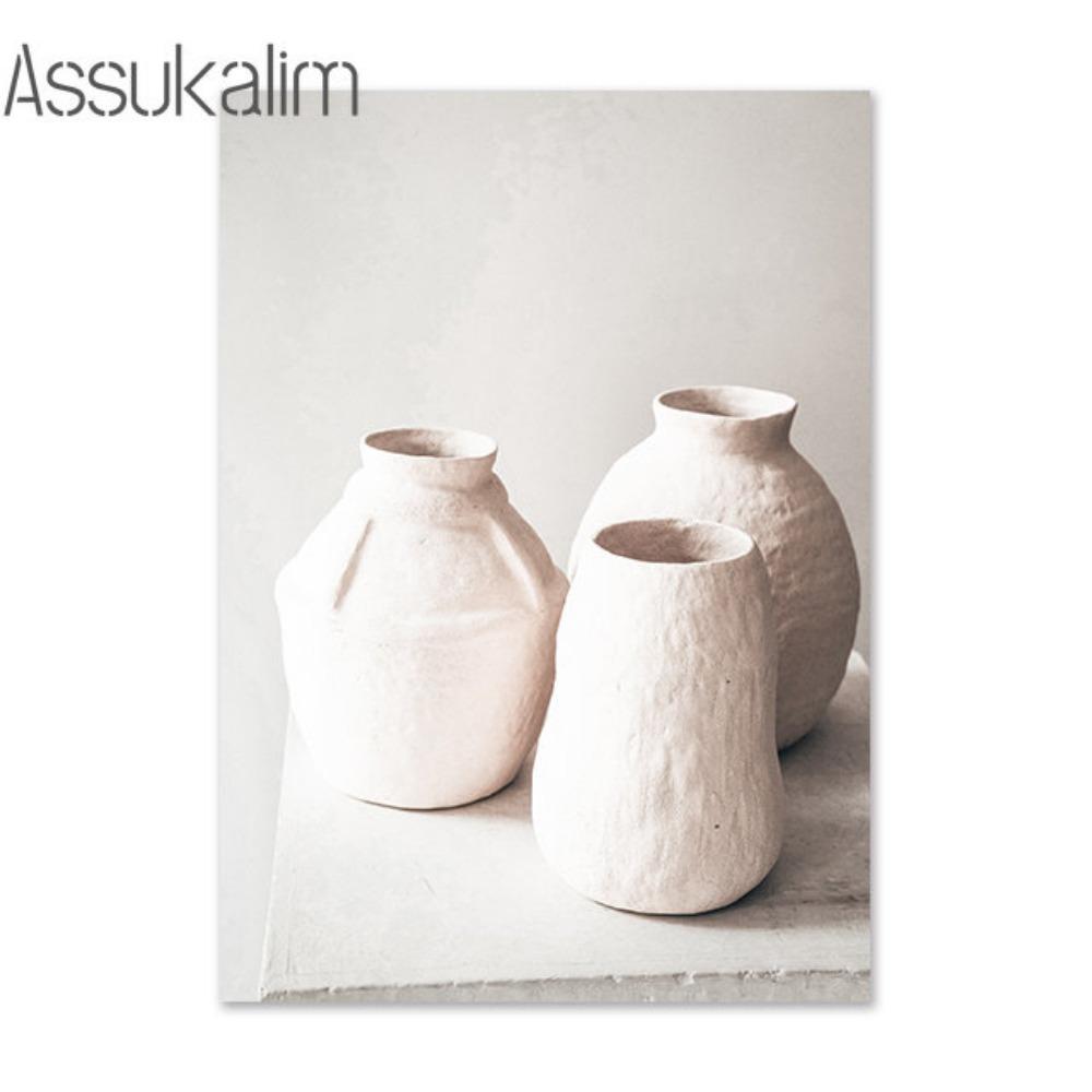 Beige Canvas Painting Vase Flowers Art Prints Dried Grass Print Pictures Reed Cup Wall Pictures Nordic Wall Poster Home Decor