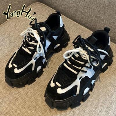 Canvas Mesh Breathable Sports Running Casual Sneakers Black Platform Wear-resistant Women's Vulcanize Shoes 2024 Spring Autumn