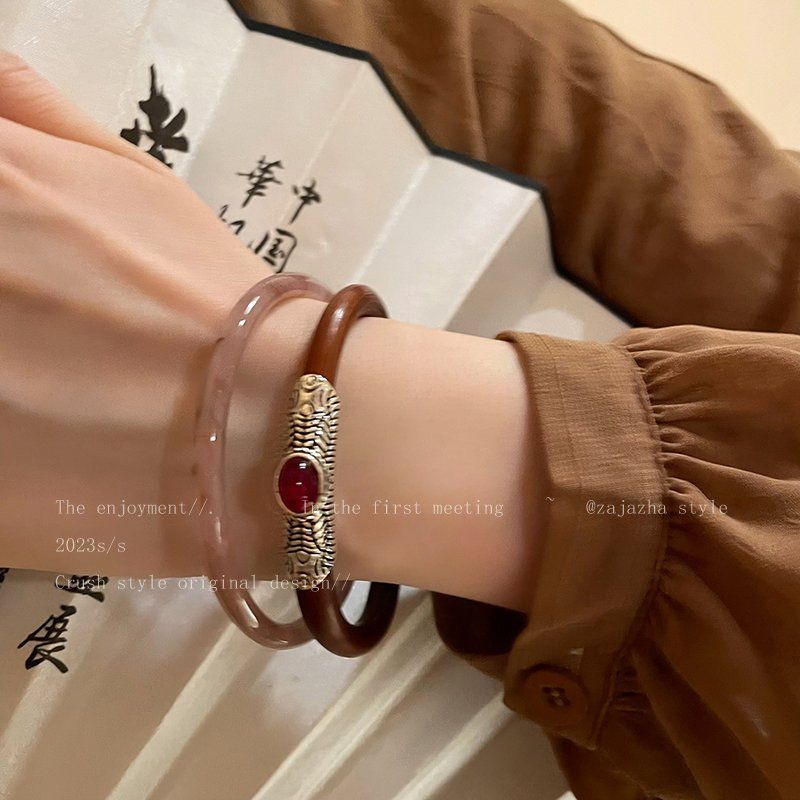 New Chinese Style Chicken Blood Vine Vegetarian Ring Bracelet for Women, Fashionable, Personalized, Simple, Ethnic Style, and Best Friend Jewelry