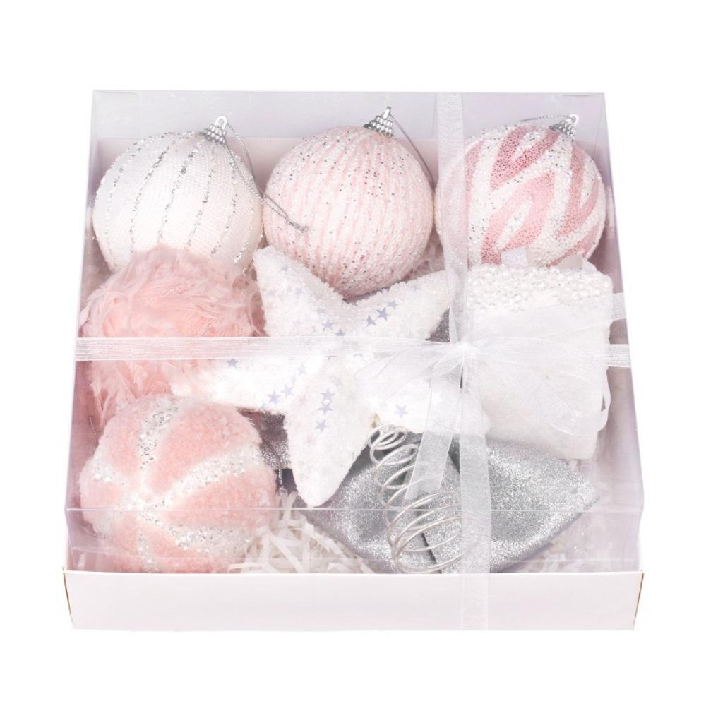 

18PCS Pink Electroplated Balls Christmas Ball Pendant Plastic New Year Christmas Decorations DIY Crafts Painted Hanging Ornament