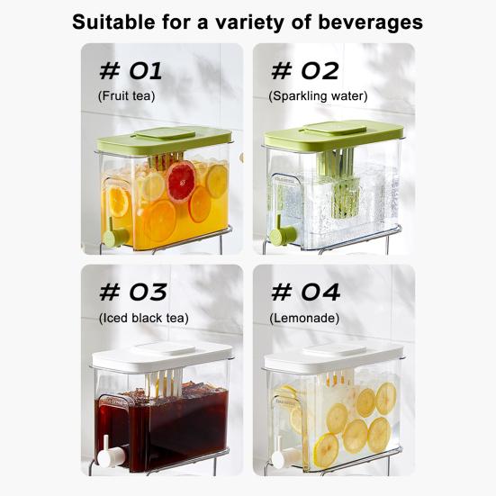 Drink Dispenser with Spigot Large Beverage Liquid Drink Container 4L Cold Water Pitcher